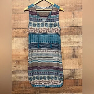 🌻 Beach Lunch Lounge Teal Boho Mini Dress size Small